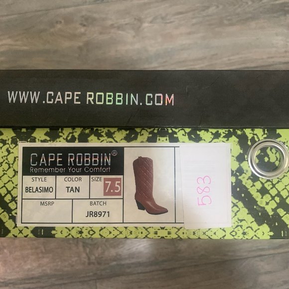 NWT CAPE ROBBIN BELASIMO QUILTED WESTERN POINTY TOE TAN BOOTS 7.5 - Picture 9 of 12